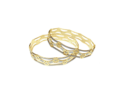 Fashionable 12 mm Two Tone Plated CNC Bangle